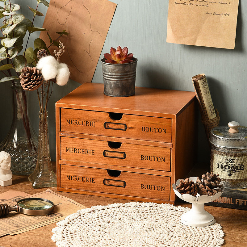 Wooden Multi-Layer Desktop Jewelry Storage Box Living Room Bedroom Drawer Wooden Box To Do Old Display Taller Frame Manufacturers Application Scenario