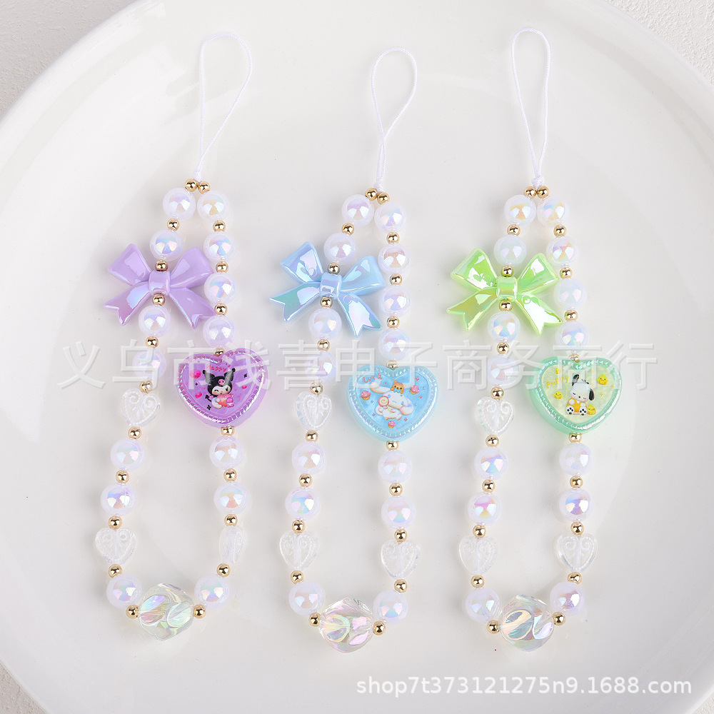 New KT Cat mobile phone chain, beaded chain accessory, cute cartoon ccd camera chain, women's style lanyard details Picture