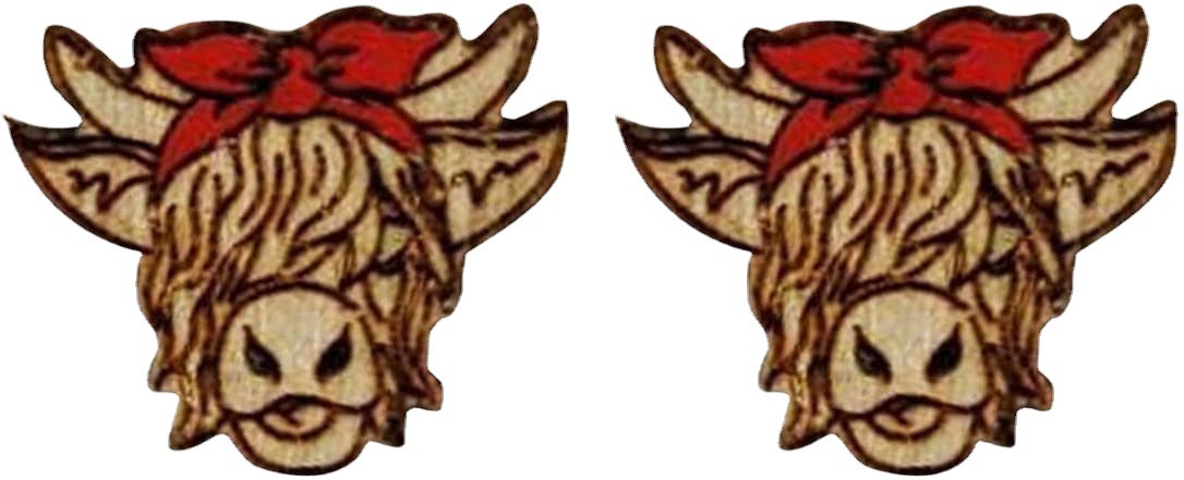 Cross-Border Amazon Highland Cow Studs Wooden Cow Earrings Item Picture