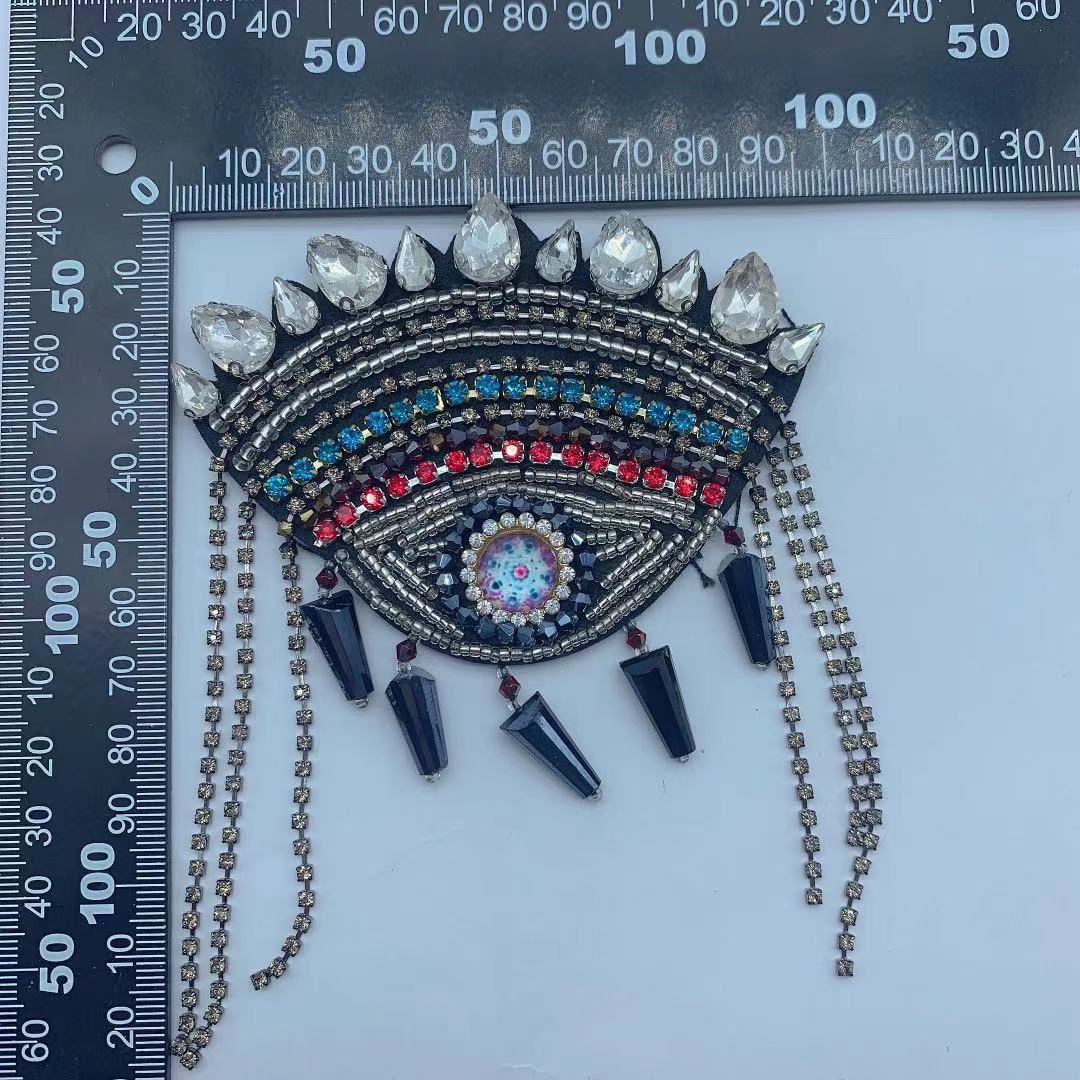 Manufacturers Supply Hand-Nailed Bead Heavy Industry Tassel Pendant Eyes Eye Cloth Clothing Decorative Patches Specification drawing
