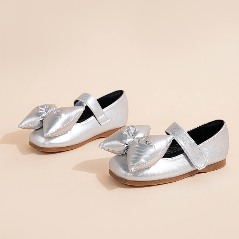 New Korean style girls' and children's leather shoes for autumn and winter 2024, soft-soled shoes with bows, anti-slip and fashionable single shoes for babies Specification image
