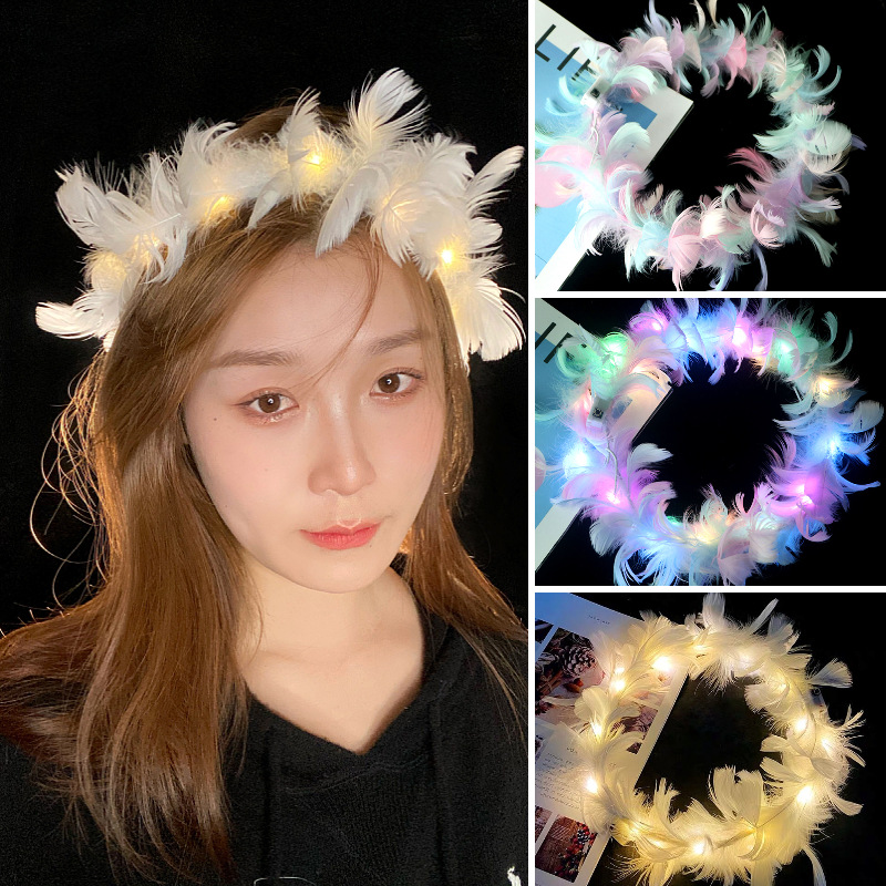 发光鹅毛花环/发光羽毛花环/发光仙女花环细节图