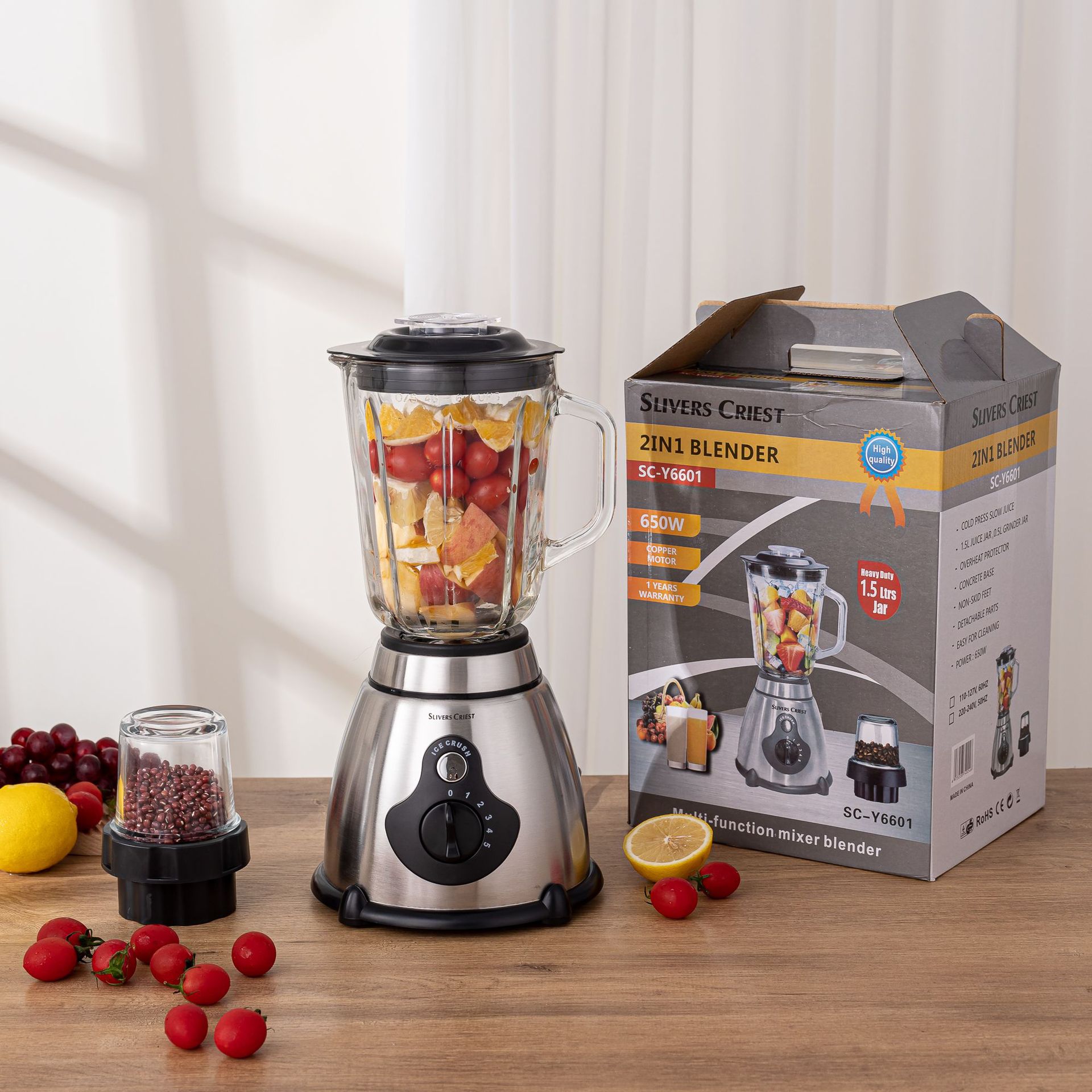 Cross-Border 2-In-1 Multi-Functional Juicer, Grinder, Household Fully Automatic Fruit And Vegetable Juicer, Food Processor