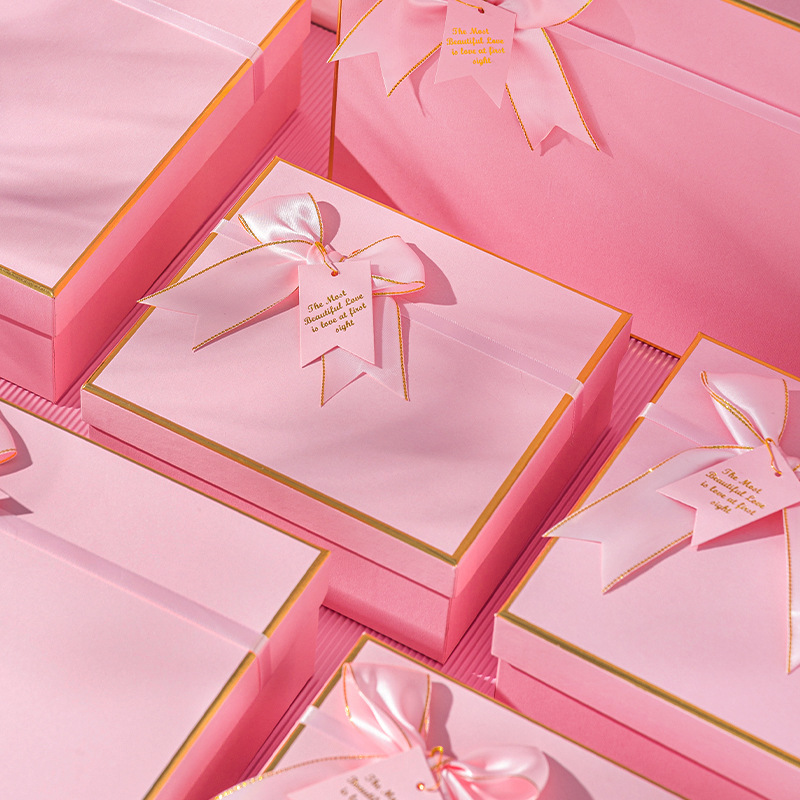 现货粉色蝴蝶结礼品盒送女友礼物盒化妆品口红包装盒伴手礼盒批发详情图2