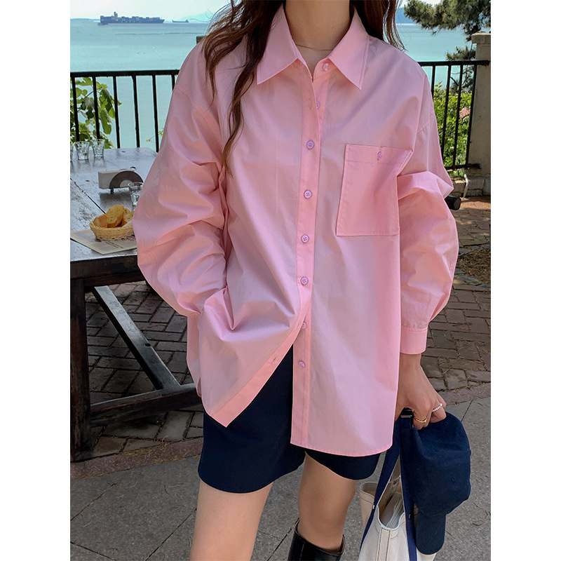 【 Daihe 】2022 Autumn New Collection: Stylish Korean-style Casual lapel Long-sleeved Pure Cotton Shirt for Women H3067