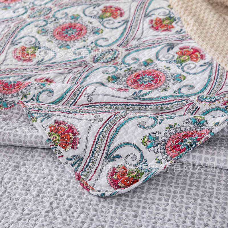 Cross-border supply of new printed quilted quilt, pure cotton bed cover three-piece set, high-count dense cotton washed bed sheet wholesale Application Scenario