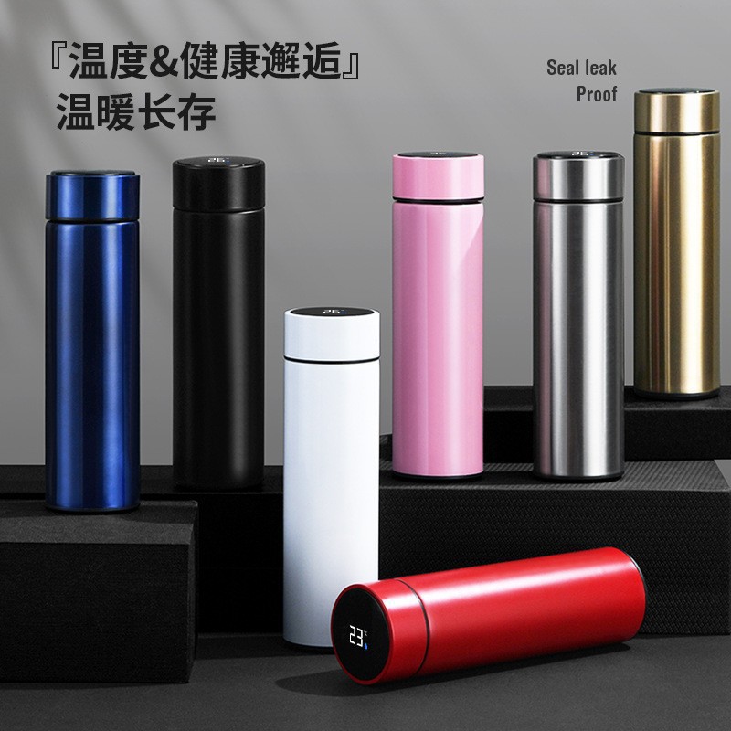 Factory Direct Intelligent Temperature Cover Straight Body Insulated Water Cup Stainless Steel Convenient Business Temperature Gift Water Cup