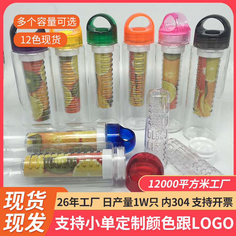 韩美塑料水壶户外运动柠檬刻度便携可爱PP卡通水果果肉彩色水杯