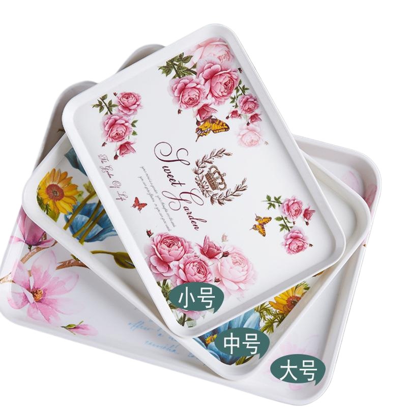 Tray home put tea cup rectangular water cup living room put cup fruit plate European tea plate plastic transport long Item Picture