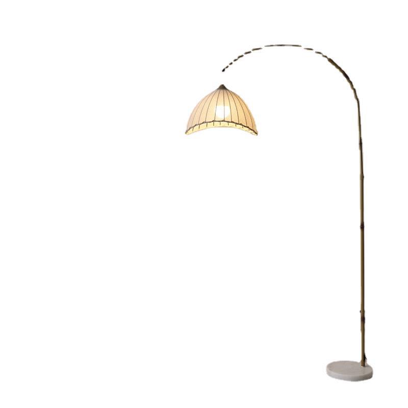 Wabi-sabi style bamboo joint floor lamp, retro grass, rattan and bamboo woven living room sofa, fishing lamp, popular and warm standing table lamp Item Picture