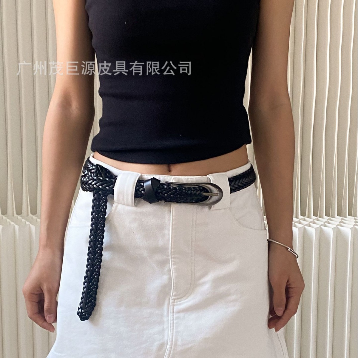 手工编织皮带意大利头层牛皮女士皮带整张原切真皮腰带编织皮带女