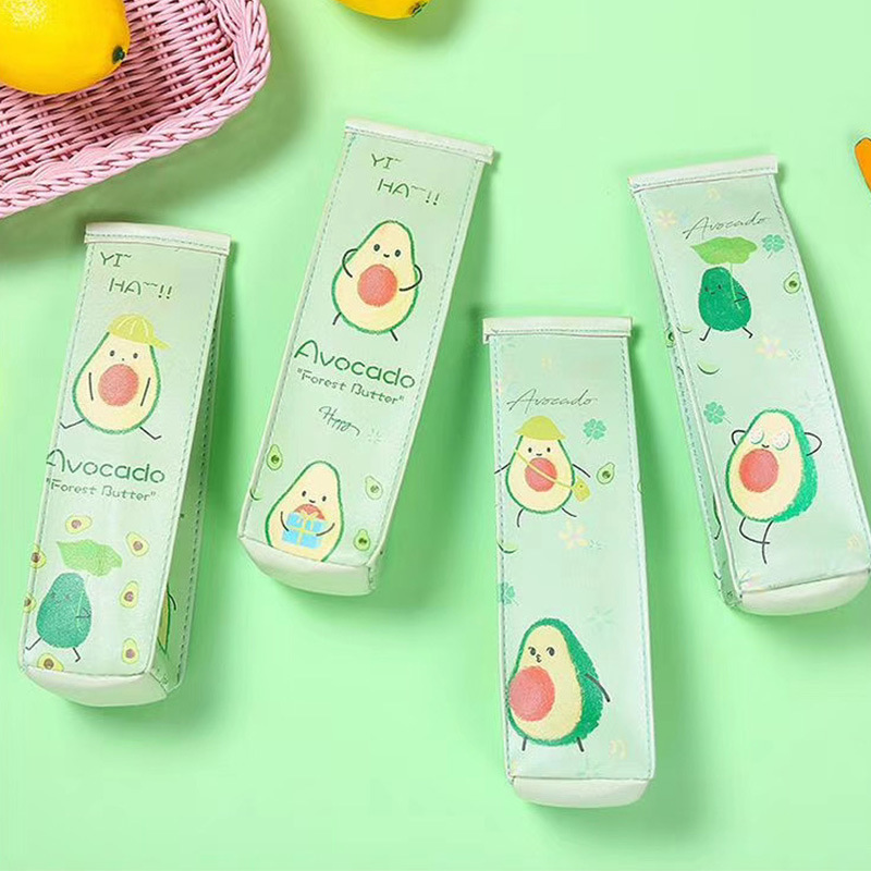 Avocado milk box-shaped pencil case, a trendy and fashionable pencil case, a creative large-capacity student stationery box pencil case details Picture
