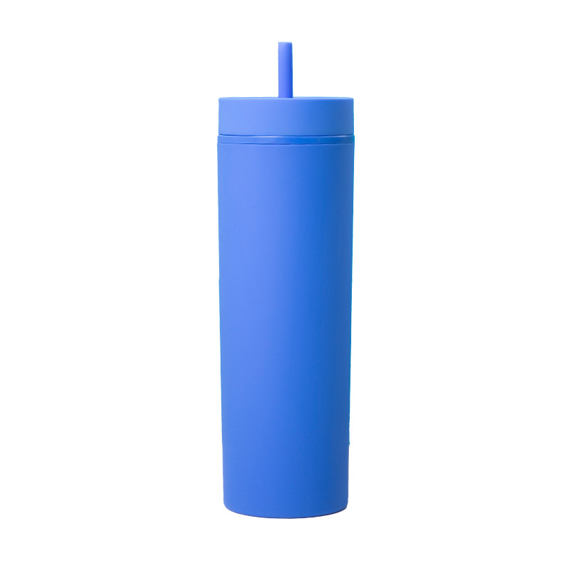 Summer new high appearance level double-layer plastic cup, filter straw, large capacity, shockproof and high-resistant water cup, custom logo Item Picture