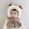 冬天儿童帽子围巾一体 可爱毛绒圣诞婴儿帽 宝宝护耳男女童圣诞帽图