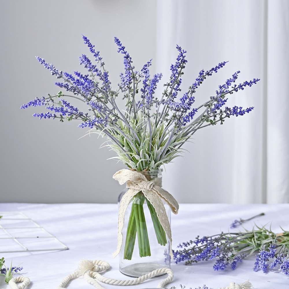 Artificial Handmade Lavender Plastic Purple Lavender Put A Bouquet Of Pastoral Style Decorations Put Flowers Cross Borders To Simulate Green Plants