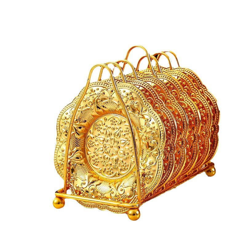 Golden Cake Fruit Tray Home Tea Mat Insulation Mat Afternoon Tea Cake Tray Photo Props Decoration Item Picture