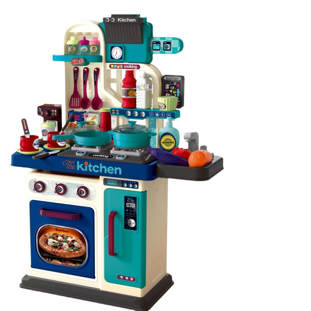 New cross-border playhouse kitchen toy set for babies, boys and girls, 4 simulation kitchenware for cooking and rice preparation, 3-6 years old Item Picture
