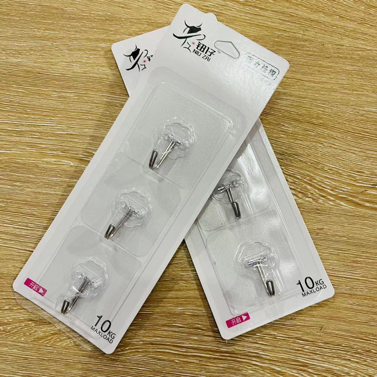 【 Zone 2-6 】【3 Clear 】 Adhesive hooks 320 per box, 3 transparent adhesive hooks, daily household adhesive hooks, bathroom hooks, no need for drilling, kitchen hooks, 1 yuan supply Item Picture