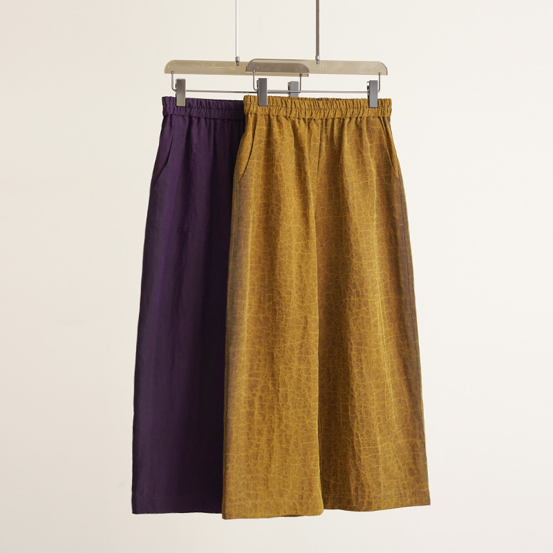 国潮-潇洒感与生俱来！香云纱女士阔腿裤通勤新中式真丝休闲裤百搭显瘦