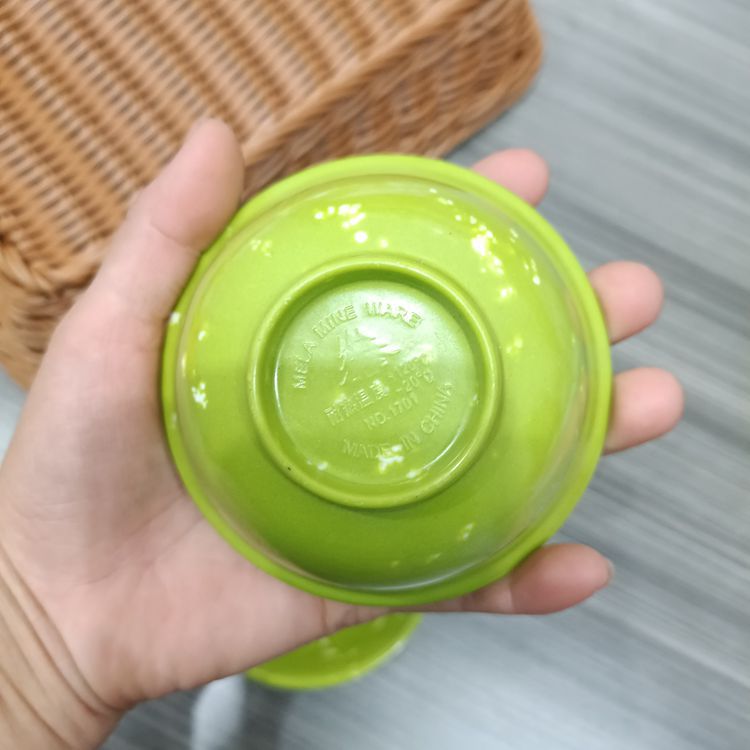 【 Zone 3-9 】2702 Small Green Bowl 600 yuan per box 1 yuan 2 yuan Small Bowl Melamine Imitation porcelain Small Bowl Green Printed Small Bowl Fast Food Rice Noodle Spicy Hot Pot Bowl 1 yuan supply Specification image