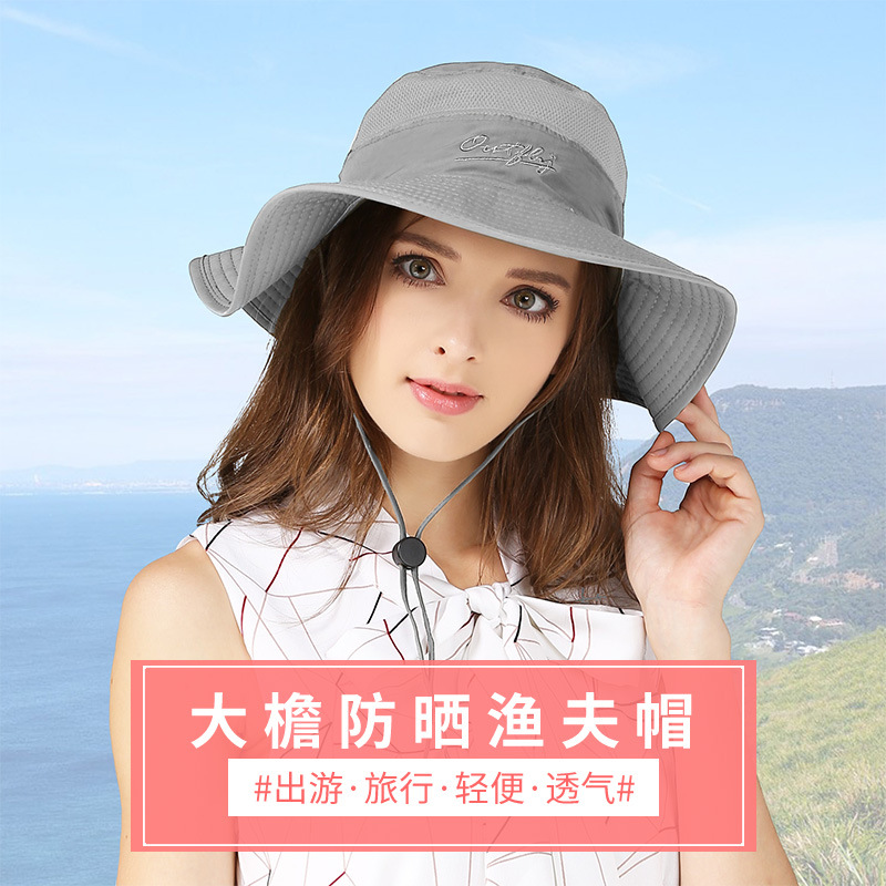 Outdoor Hats Sunscreen Fisherman Hats Basin Hats Spring And Summer Men's And Women's Large Brim Hats Anti-Uv Sunhats Cross-Border Explosion Specification drawing