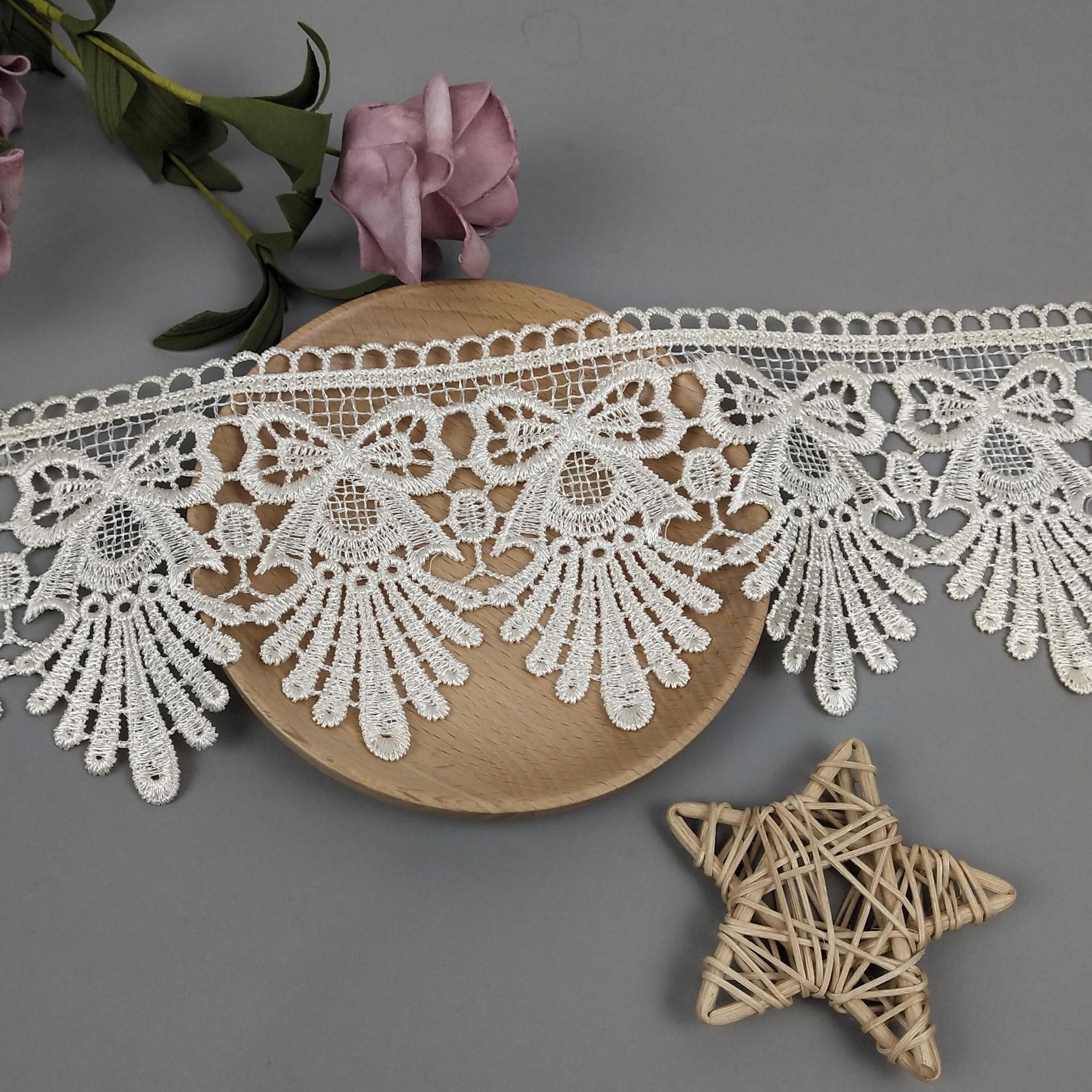 New beige water-soluble lace 10CM wide lace sofa cushion home textile fabric accessory Yue Bu You lace Specification image