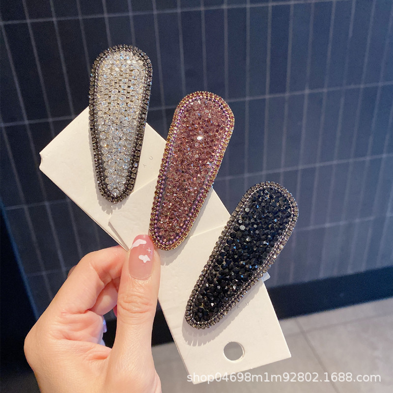 Rhine-Diamond Hair Clip 2022 Net Red Side Fringe Hair Clip New Bb Broken Hair Clip Clip High-End Top Clip Girl Hair Accessories Specification drawing