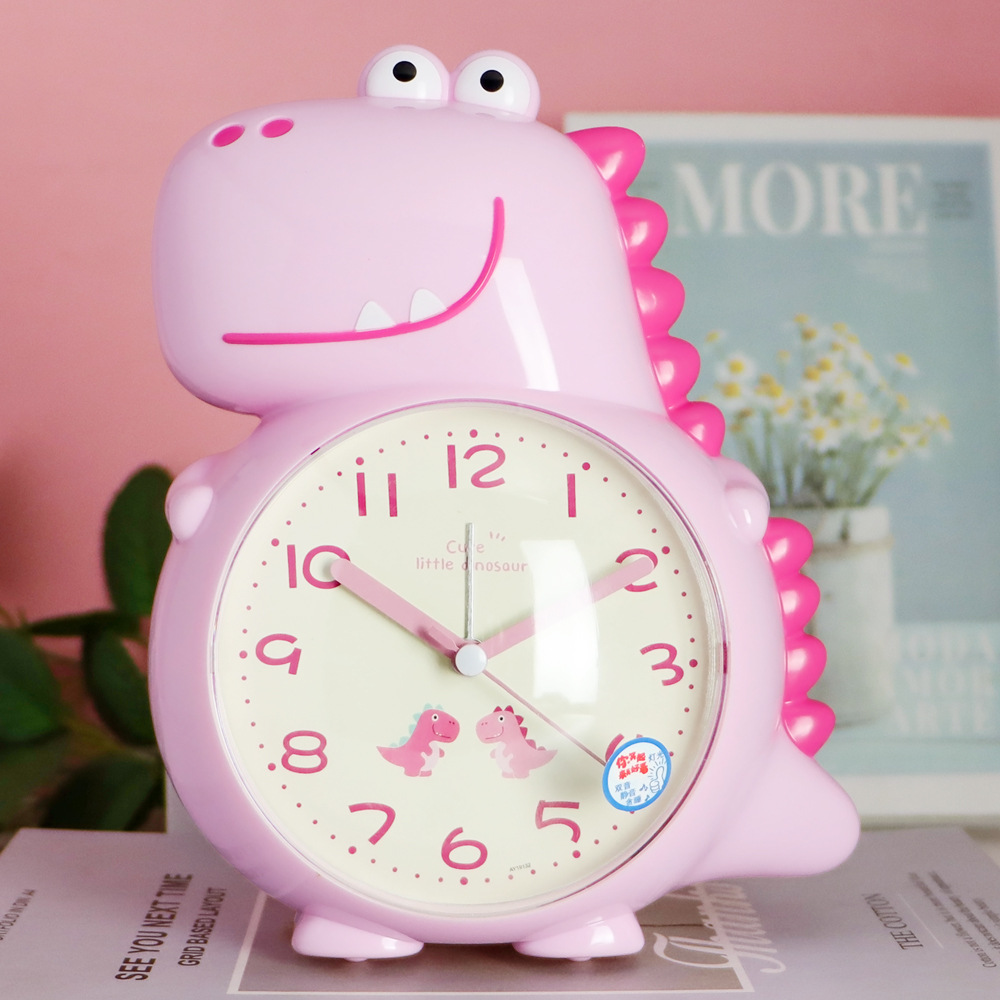 Children's cute cartoon dinosaur voice music alarm clock night light integrated bedside silent scanning snooze clock Specification image