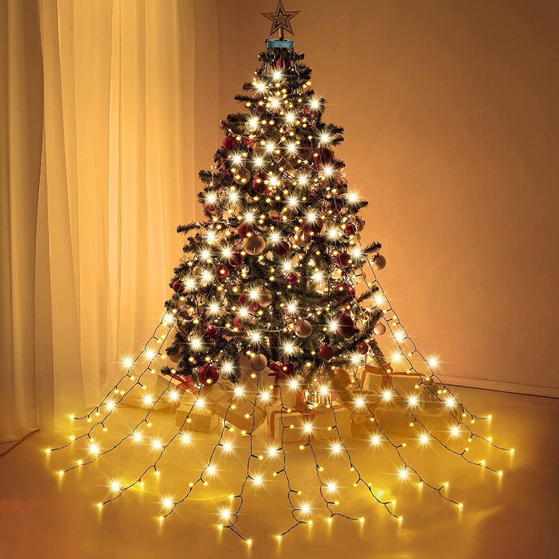 跨境专供LED新品带环圣诞树庭院装饰灯商场店铺树衣挂树灯装饰品图