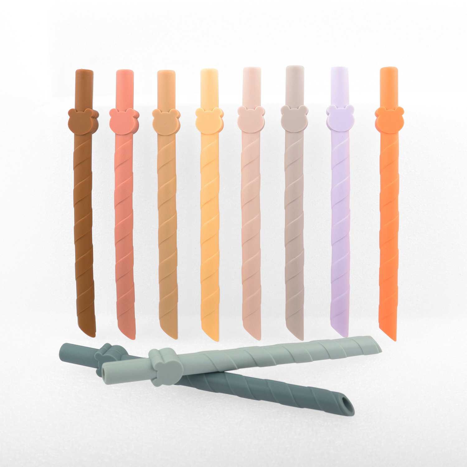 Factory wholesale silicone straw sets, food-grade flexible hot drink milk tea cups, large-diameter creative soft straws