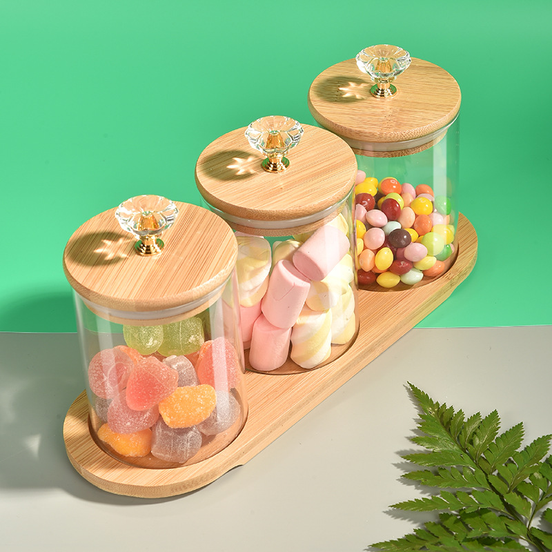 Wholesale Snack Candy Moisture-Proof Glass Storage Jar Set Diamond Cover Food Kitchen Multi-Functional Seasoning Storage Jar Specification drawing