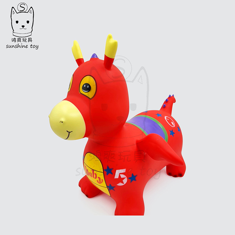 摆地摊厂家热卖PVC卡通动物飞龙儿童充气玩具加大加厚音乐跳跳马