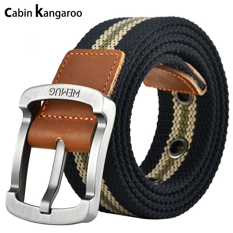 Fashionable and trendy brand pin buckle canvas belts, men's and women's belts, student and youth Korean-style belt, casual business fabric belt