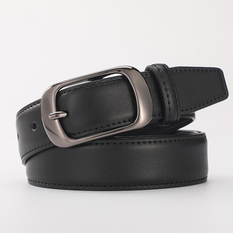 New foreign trade women's genuine cowhide belt, versatile belt, women's golden Japanese cross buckle pin buckle fashionable denim belt Application Scenario