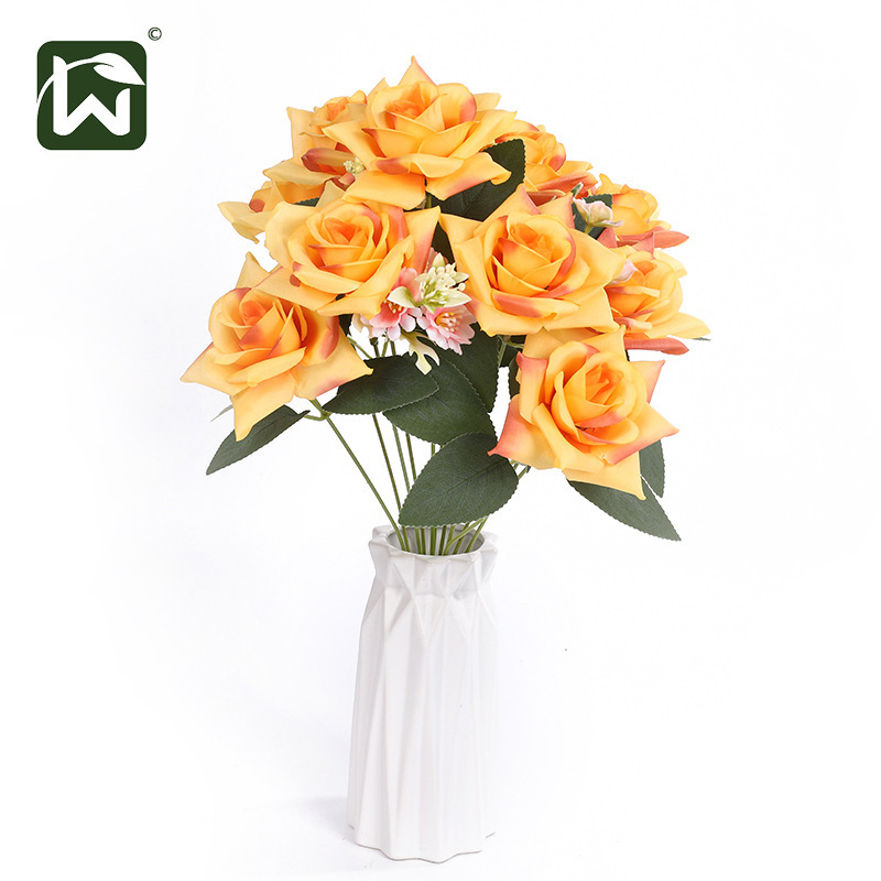 Cheap and good-looking rolled-up rose flower artificial flower heads, silk flowers, velvet artificial flowers, hotel, home, living room, country style