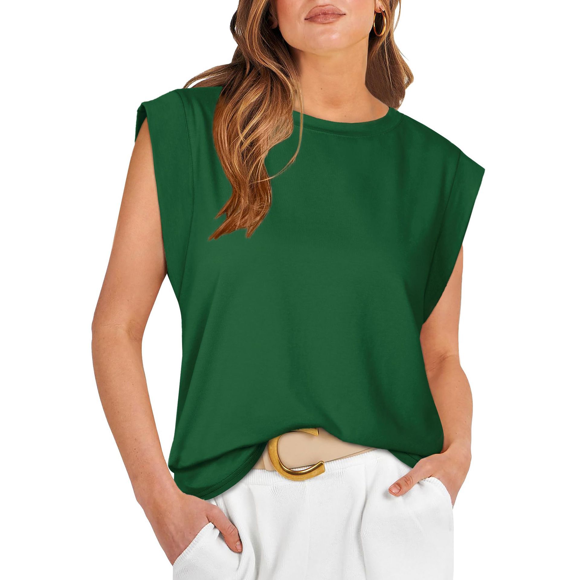 Spring 2025 new women's wear: Solid-color pullover for women, fashionable T-shirt, top, vest for women full figure