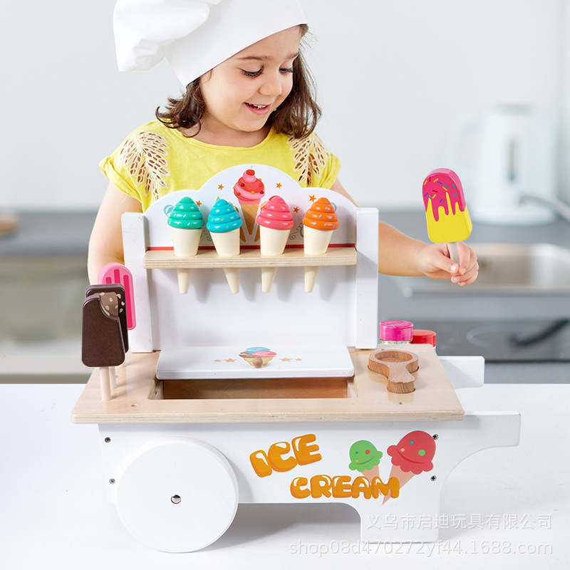 Children's educational simulation kitchen ice cream cart, an early brain-stimulating toy cart for boys and girls aged 1-6 to develop their intelligence details Picture