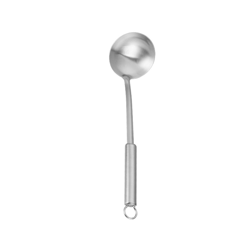 201 stainless steel extended cooking spoon and spatula set with round steel handle simple kitchen tools factory direct sales Item Picture