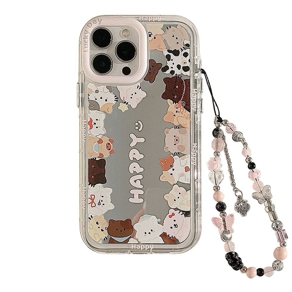 Mirror-like ins cute cat, suitable for 16Pro Max, iPhone 15, iPhone17, Korean style 12 lanyard 11 Item Picture