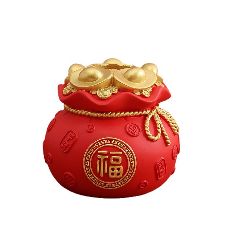 元宝福袋/插花摆件/树脂工艺品白底实物图