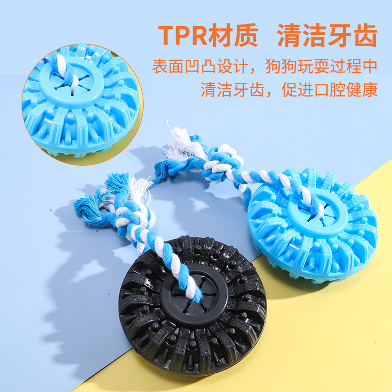 Wholesale of new pet food leakage tire knot toys, chewing and teething dog toys, interactive training pet supplies details Picture