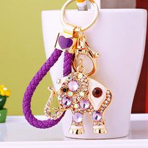 水晶镶钻大象汽车钥匙扣金属可爱女包包挂件钥匙链圈创意跨境礼品