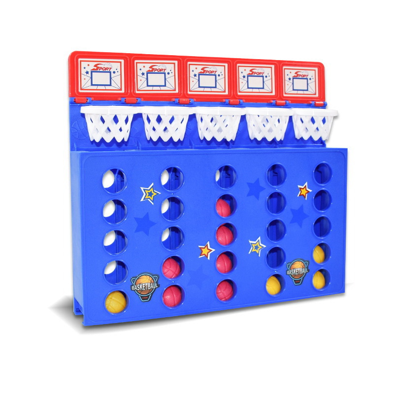 Basketball shooting game machine, finger bouncing basketball court marbles, four-ring tabletop two-player battle board game toy Specification image