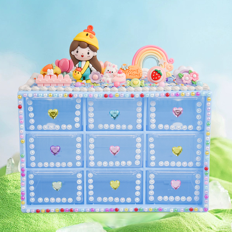 Children's diy nine-palace lattice jewelry box making materials package educational handmade jewelry storage cream adhesive adhesive toy Specification drawing