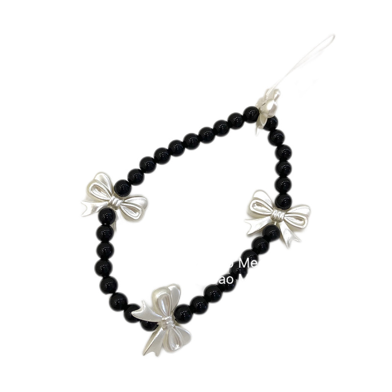 Fashion Simple Jewelry Hanging Silver Bow Beaded Instagram Red Wind Accessories Diy All Match Mobile Phone Chain Item Picture