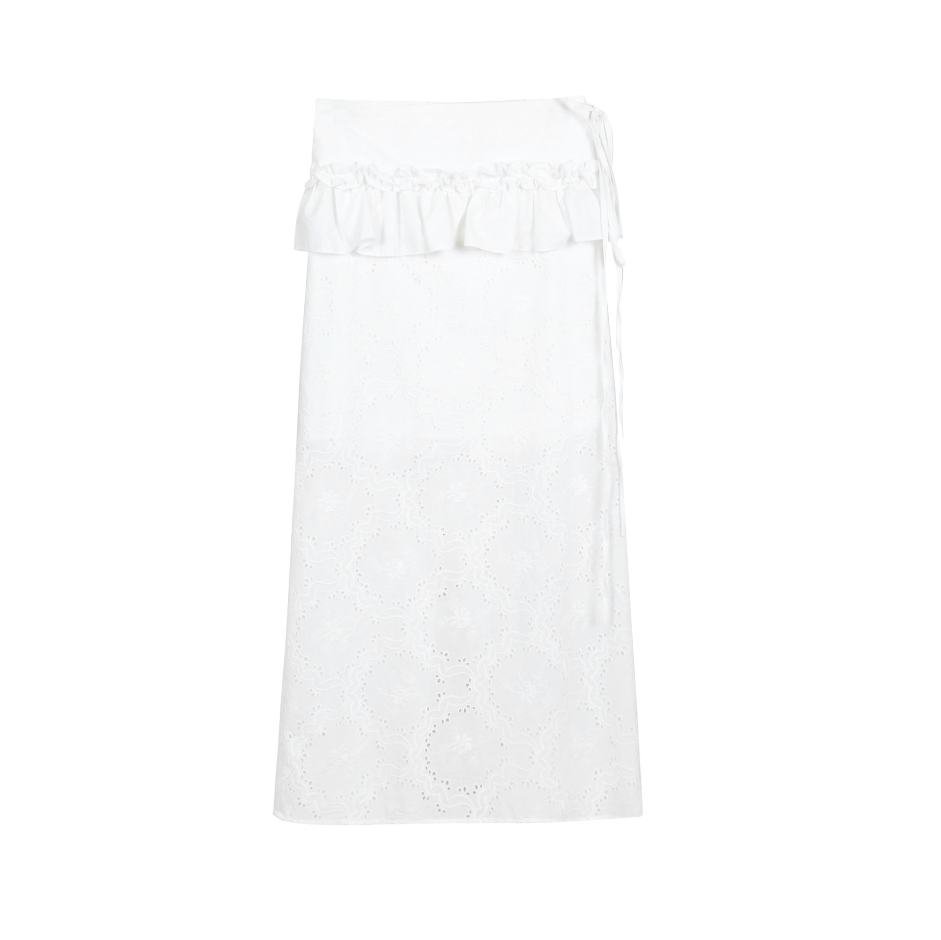 CZ ZHANG Summer French lace slightly translucent texture lace curtain spliced straight A-line skirt B12425 Item Picture