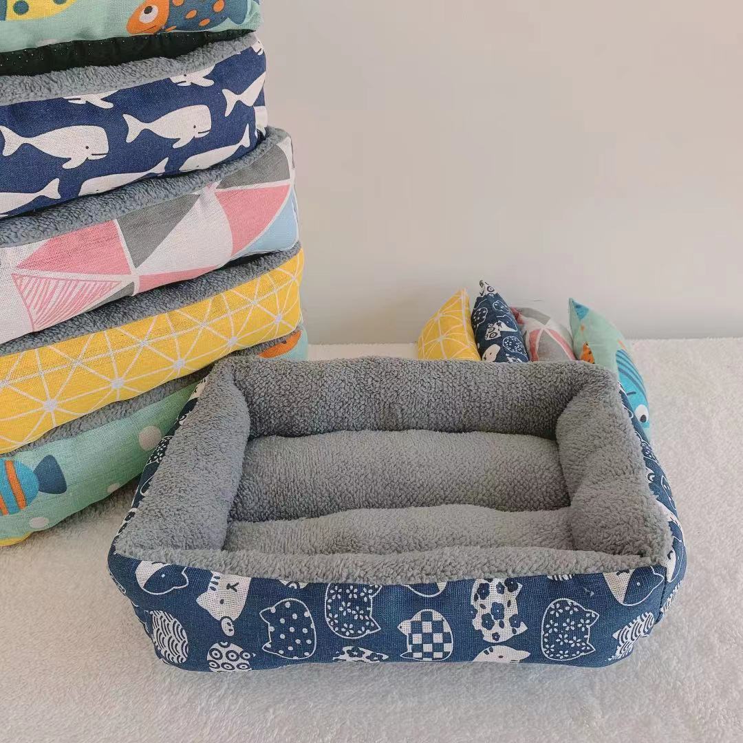 [n] fuentes de fabricantes de mascotas perros perrera gato cama nido de cojines de teddy esteras de lino para mascotas de la humedad details Picture