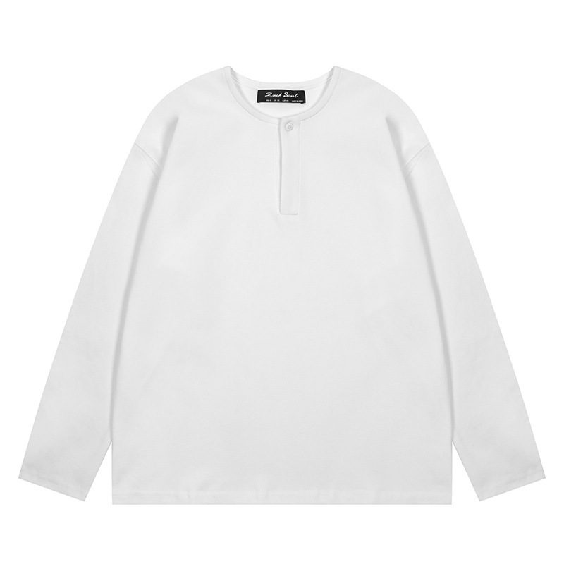 Henry cuello manga larga regazo interior camiseta hombre y mujer primavera otoño holgado color sólido versátil base vw pullover legging top Item Picture