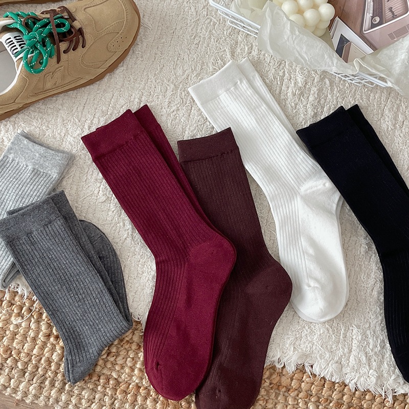 Sock stall, one-piece consignment, boneless miu style pile socks, autumn ballet-style women's socks, mid-calf socks for slimming, Korean Ins-style solid color socks, one-piece consignment Specification image