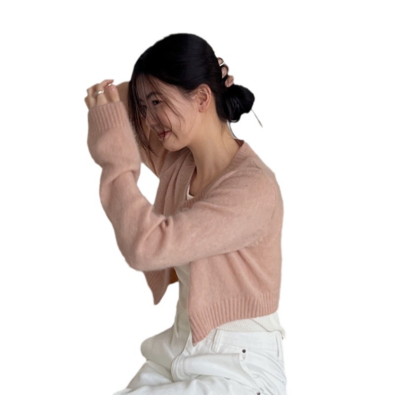 【 Mid-Year Clearance Sale 】 Skin-Friendly and Comfortable Short mohair wool knitted sweater Women's Round Neck Top 20210 Item Picture